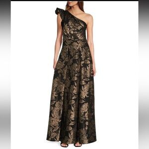 Antonio Melani Amelia Novelty Jacquard Asymmetric Neck A-Line Maxi Dress